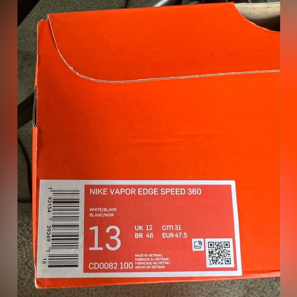 🚫SOLD🚫 Nike Vapor Edge Speed 360 (white w/black) Football Cleats - Men’s Sz 13 - Picture 10 of 13